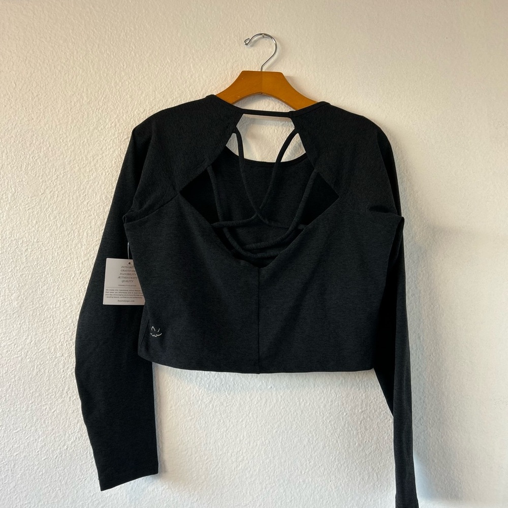 Beyond Yoga Spacedye Enlighten Cropped Pullover Darkest Night Black Size XL - Picture 9 of 11